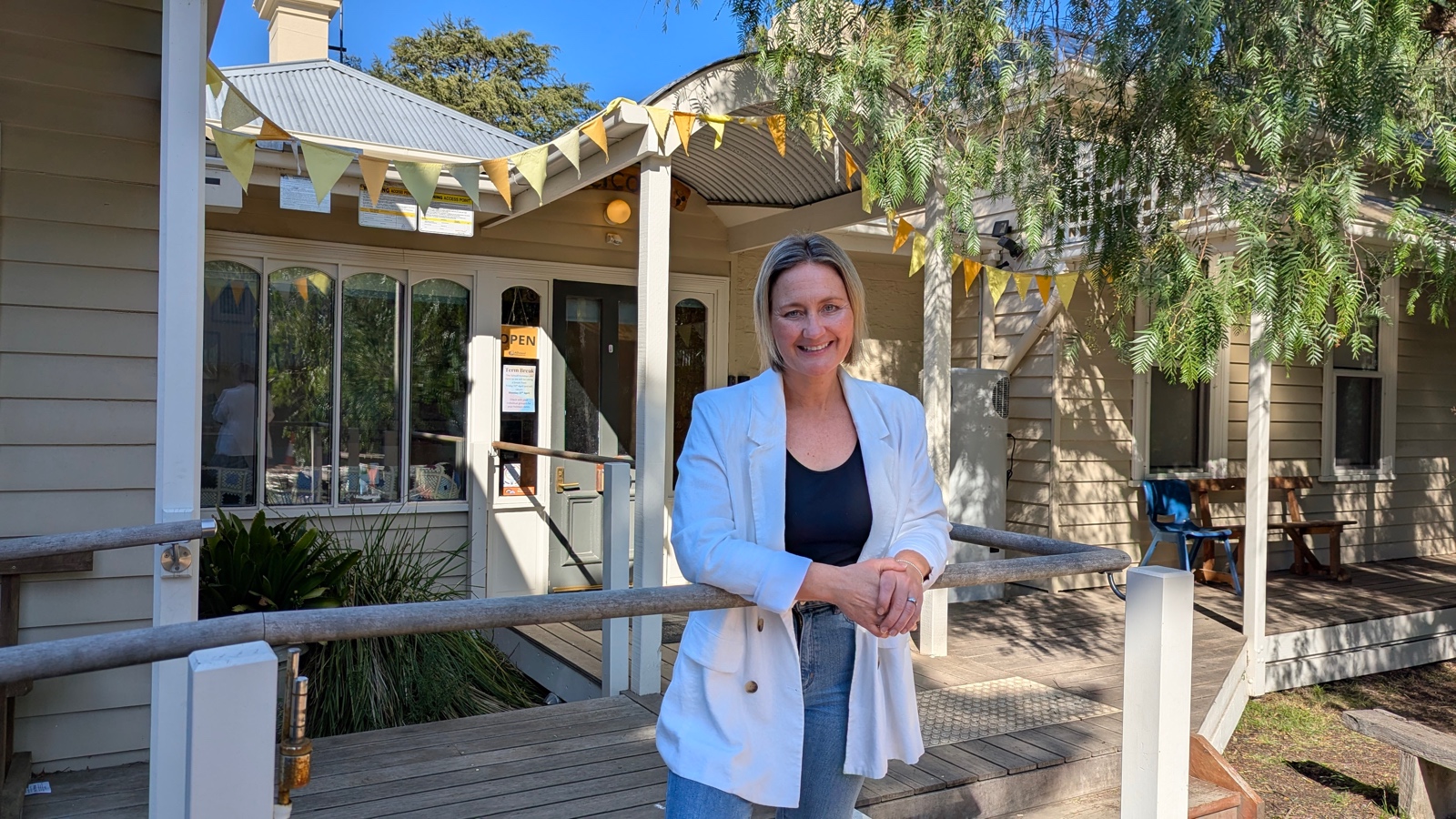 Katie Hayes outside Allwood House, Hurstbridge